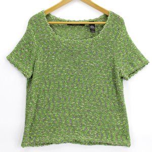 Crazy Horse Collection Women's Casual Multicolor Short Sleeve Sweater/Knit Top L